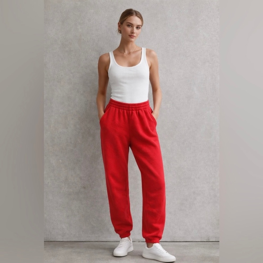Aritzia TNA Cozy AF Red Fleece Women’s Cozy Jogger Pants Size Small